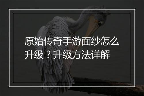 原始传奇手游面纱怎么升级？升级方法详解