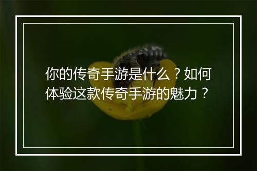 你的传奇手游是什么？如何体验这款传奇手游的魅力？