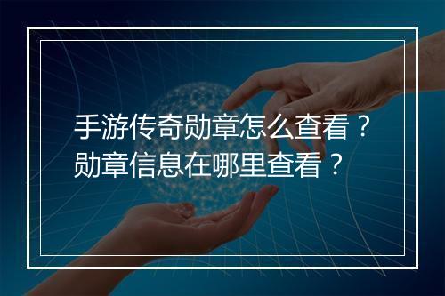 手游传奇勋章怎么查看？勋章信息在哪里查看？
