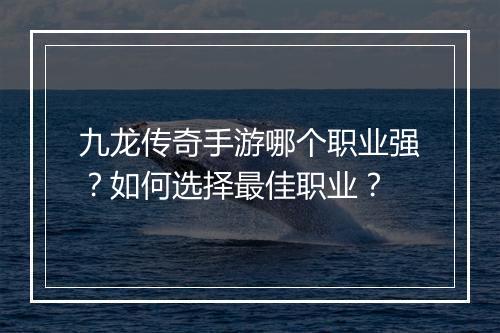 九龙传奇手游哪个职业强？如何选择最佳职业？
