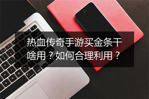 热血传奇手游买金条干啥用？如何合理利用？
