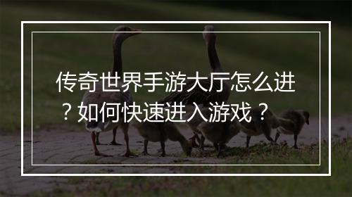 传奇世界手游大厅怎么进？如何快速进入游戏？