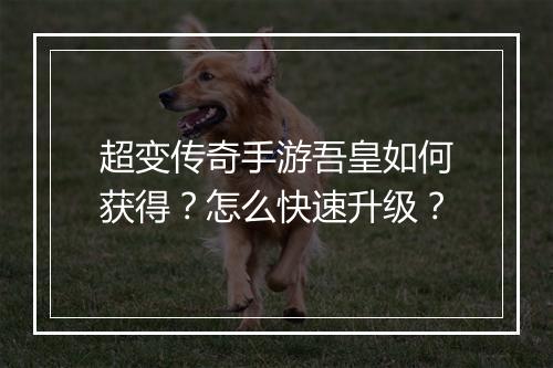 超变传奇手游吾皇如何获得？怎么快速升级？