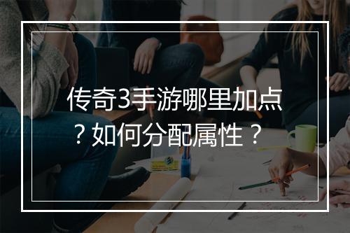 传奇3手游哪里加点？如何分配属性？
