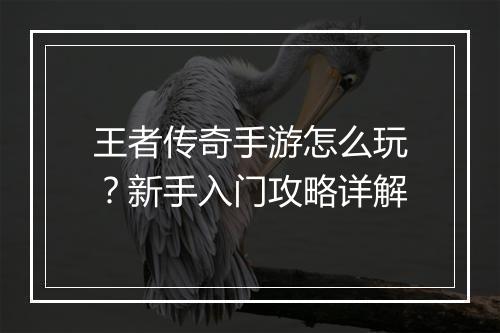王者传奇手游怎么玩？新手入门攻略详解