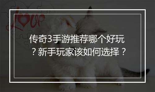 传奇3手游推荐哪个好玩？新手玩家该如何选择？