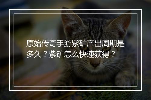 原始传奇手游紫矿产出周期是多久？紫矿怎么快速获得？