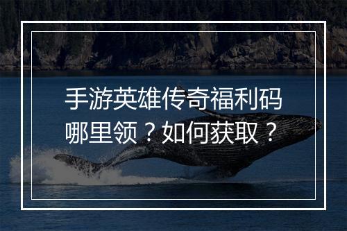 手游英雄传奇福利码哪里领？如何获取？