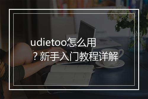 udietoo怎么用？新手入门教程详解