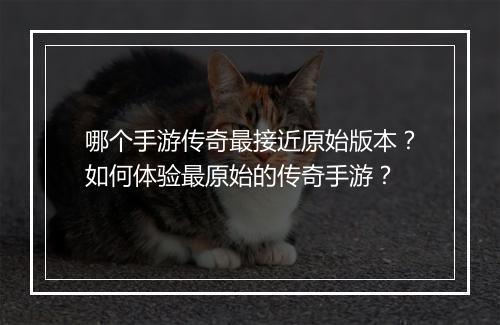 哪个手游传奇最接近原始版本？如何体验最原始的传奇手游？