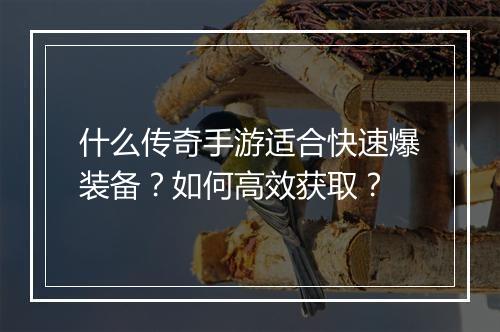 什么传奇手游适合快速爆装备？如何高效获取？