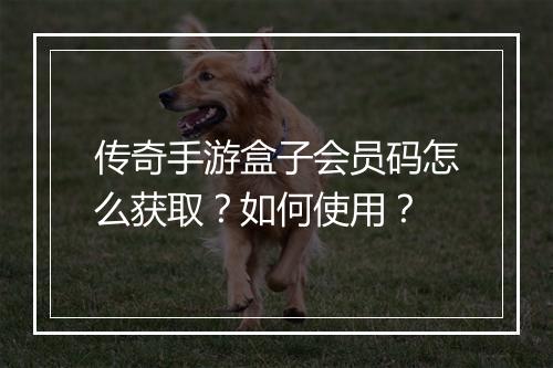 传奇手游盒子会员码怎么获取？如何使用？