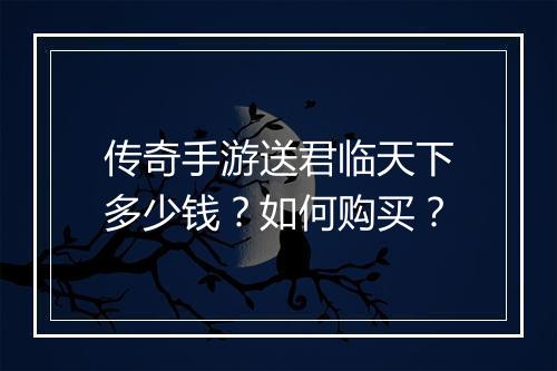 传奇手游送君临天下多少钱？如何购买？