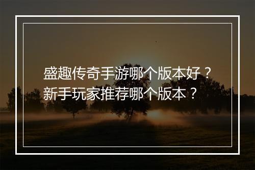 盛趣传奇手游哪个版本好？新手玩家推荐哪个版本？