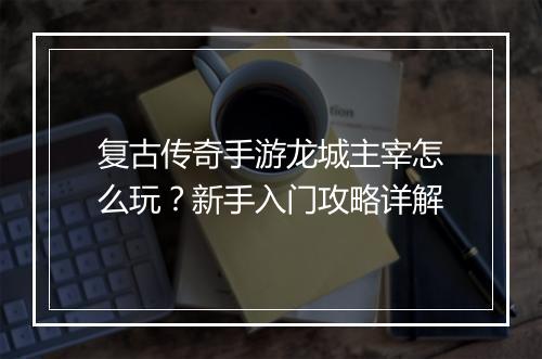 复古传奇手游龙城主宰怎么玩？新手入门攻略详解