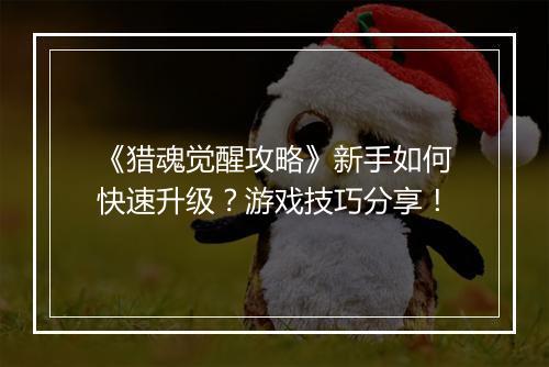 《猎魂觉醒攻略》新手如何快速升级？游戏技巧分享！