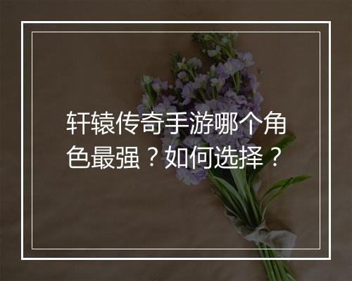 轩辕传奇手游哪个角色最强？如何选择？