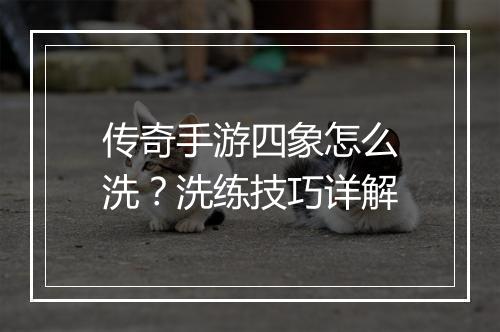 传奇手游四象怎么洗？洗练技巧详解