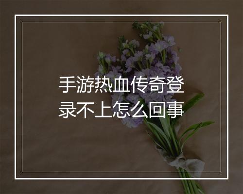 手游热血传奇登录不上怎么回事
