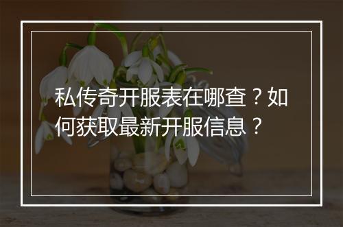 私传奇开服表在哪查？如何获取最新开服信息？