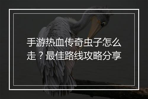 手游热血传奇虫子怎么走？最佳路线攻略分享