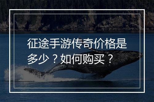 征途手游传奇价格是多少？如何购买？