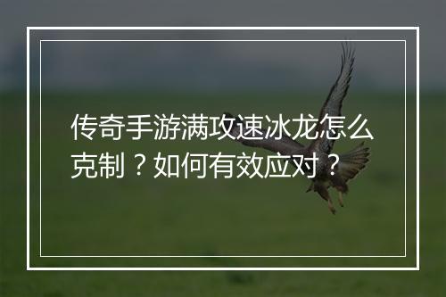 传奇手游满攻速冰龙怎么克制？如何有效应对？