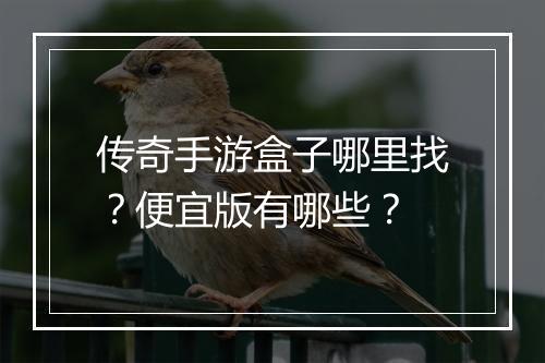 传奇手游盒子哪里找？便宜版有哪些？