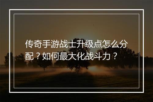 传奇手游战士升级点怎么分配？如何最大化战斗力？