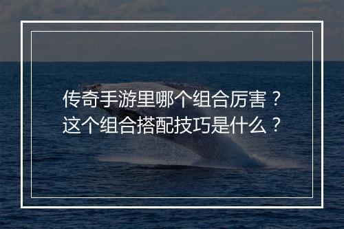 传奇手游里哪个组合厉害？这个组合搭配技巧是什么？