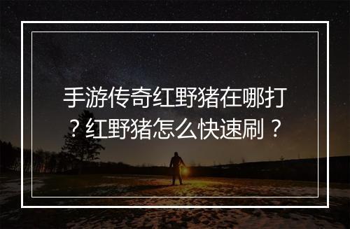 手游传奇红野猪在哪打？红野猪怎么快速刷？