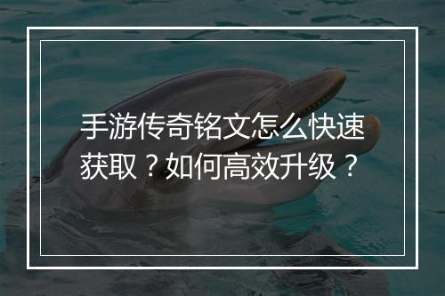 手游传奇铭文怎么快速获取？如何高效升级？