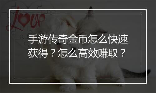 手游传奇金币怎么快速获得？怎么高效赚取？