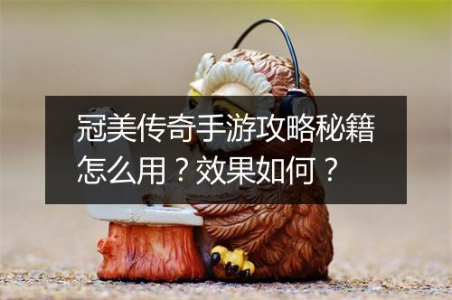 冠美传奇手游攻略秘籍怎么用？效果如何？