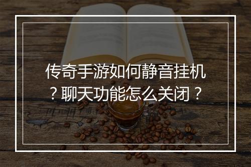 传奇手游如何静音挂机？聊天功能怎么关闭？