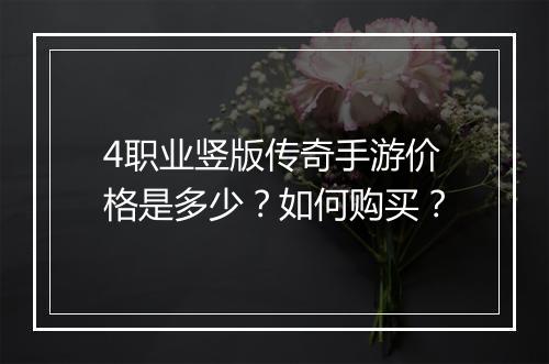 4职业竖版传奇手游价格是多少？如何购买？
