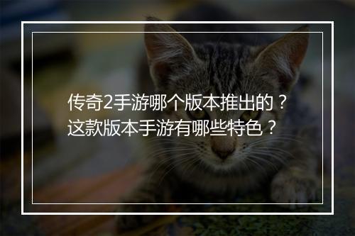 传奇2手游哪个版本推出的？这款版本手游有哪些特色？