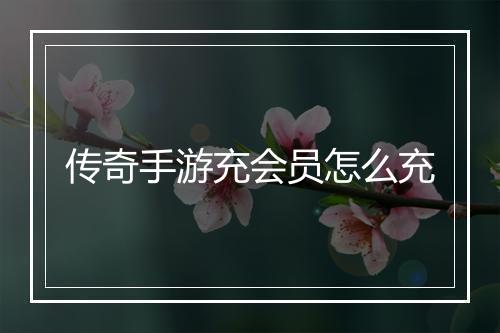 传奇手游充会员怎么充