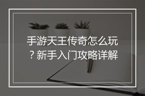 手游天王传奇怎么玩？新手入门攻略详解