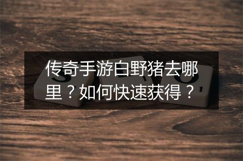 传奇手游白野猪去哪里？如何快速获得？
