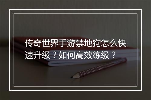 传奇世界手游禁地狗怎么快速升级？如何高效练级？