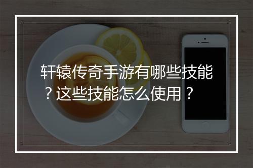 轩辕传奇手游有哪些技能？这些技能怎么使用？