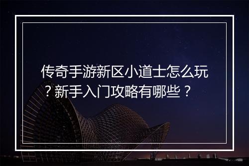 传奇手游新区小道士怎么玩？新手入门攻略有哪些？