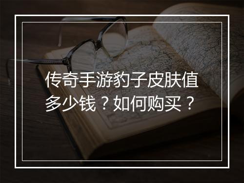传奇手游豹子皮肤值多少钱？如何购买？