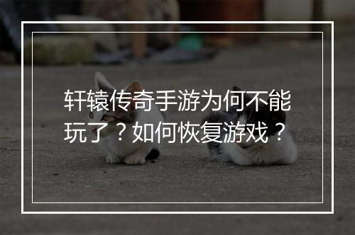 轩辕传奇手游为何不能玩了？如何恢复游戏？