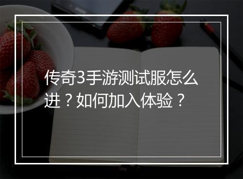 传奇3手游测试服怎么进？如何加入体验？