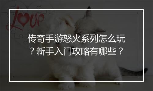 传奇手游怒火系列怎么玩？新手入门攻略有哪些？