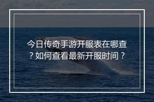 今日传奇手游开服表在哪查？如何查看最新开服时间？