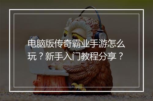 电脑版传奇霸业手游怎么玩？新手入门教程分享？