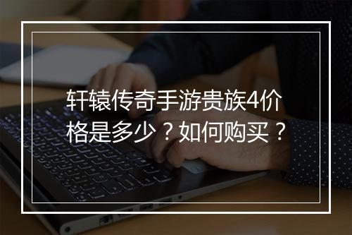 轩辕传奇手游贵族4价格是多少？如何购买？